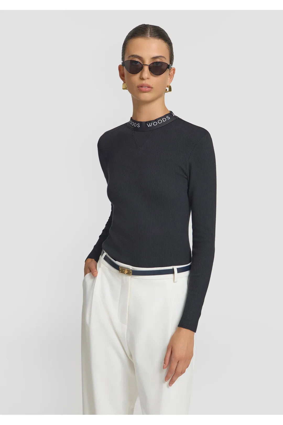 Woods rib longsleeve tee, black