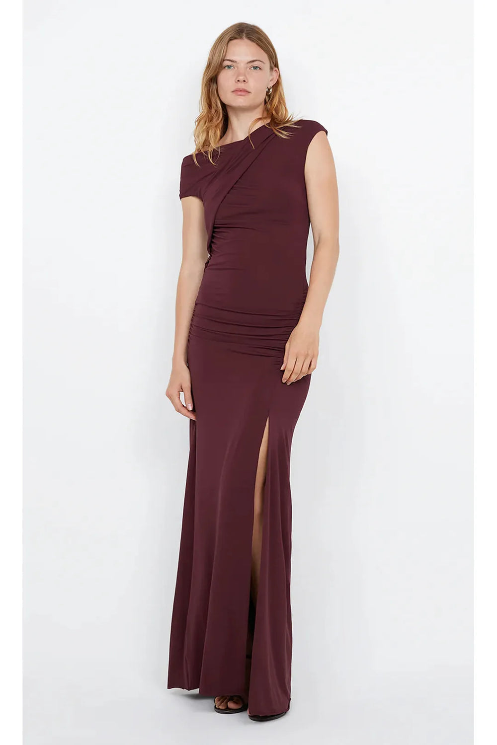sonnie asym maxi dress, plum