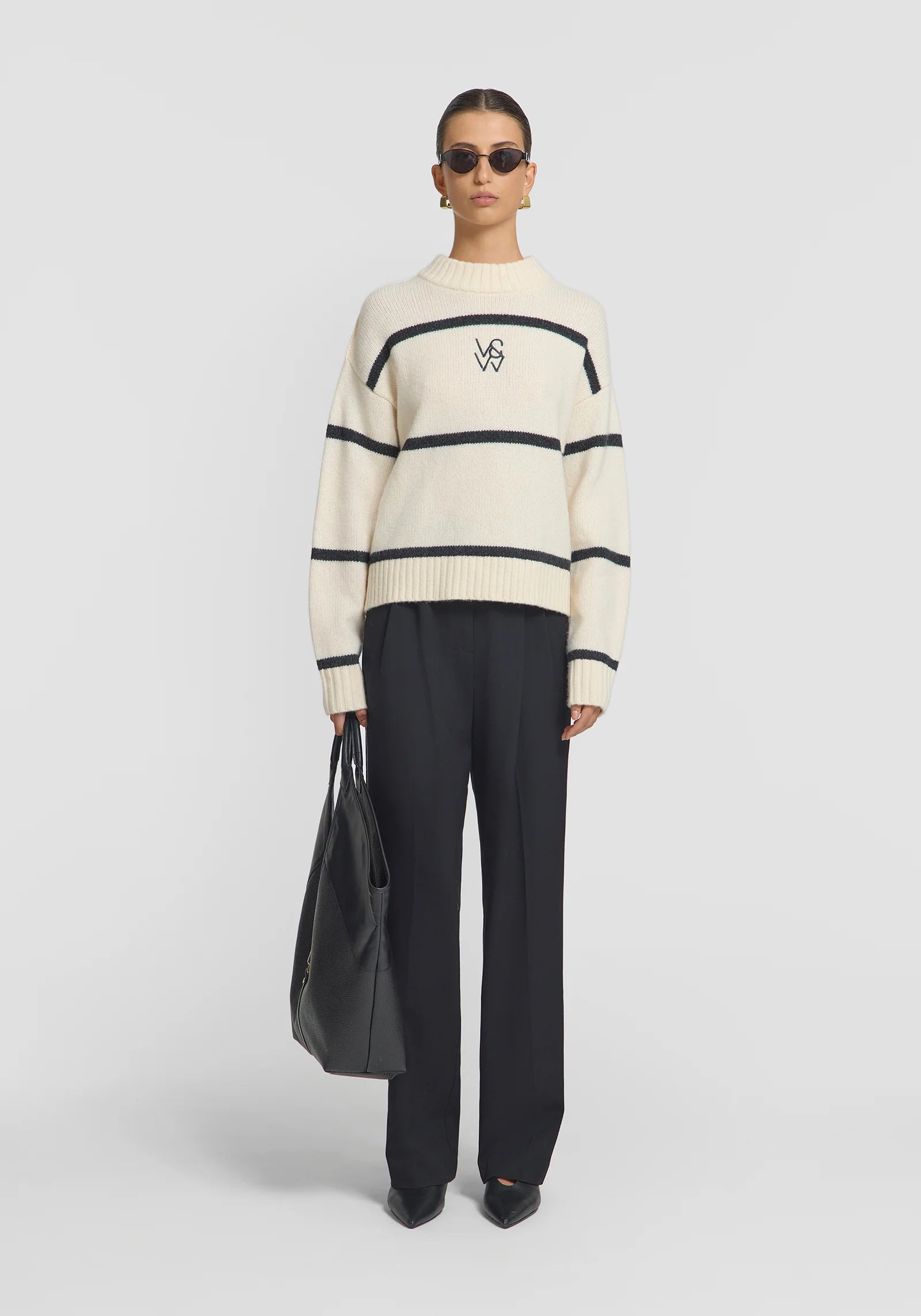 Invictus knit, Ivory/charcoal