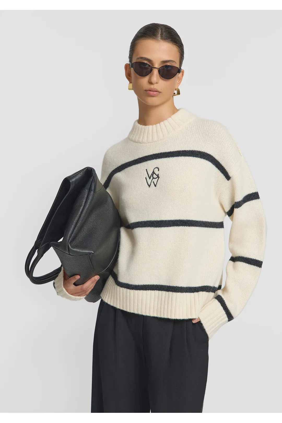 Invictus knit, Ivory/charcoal