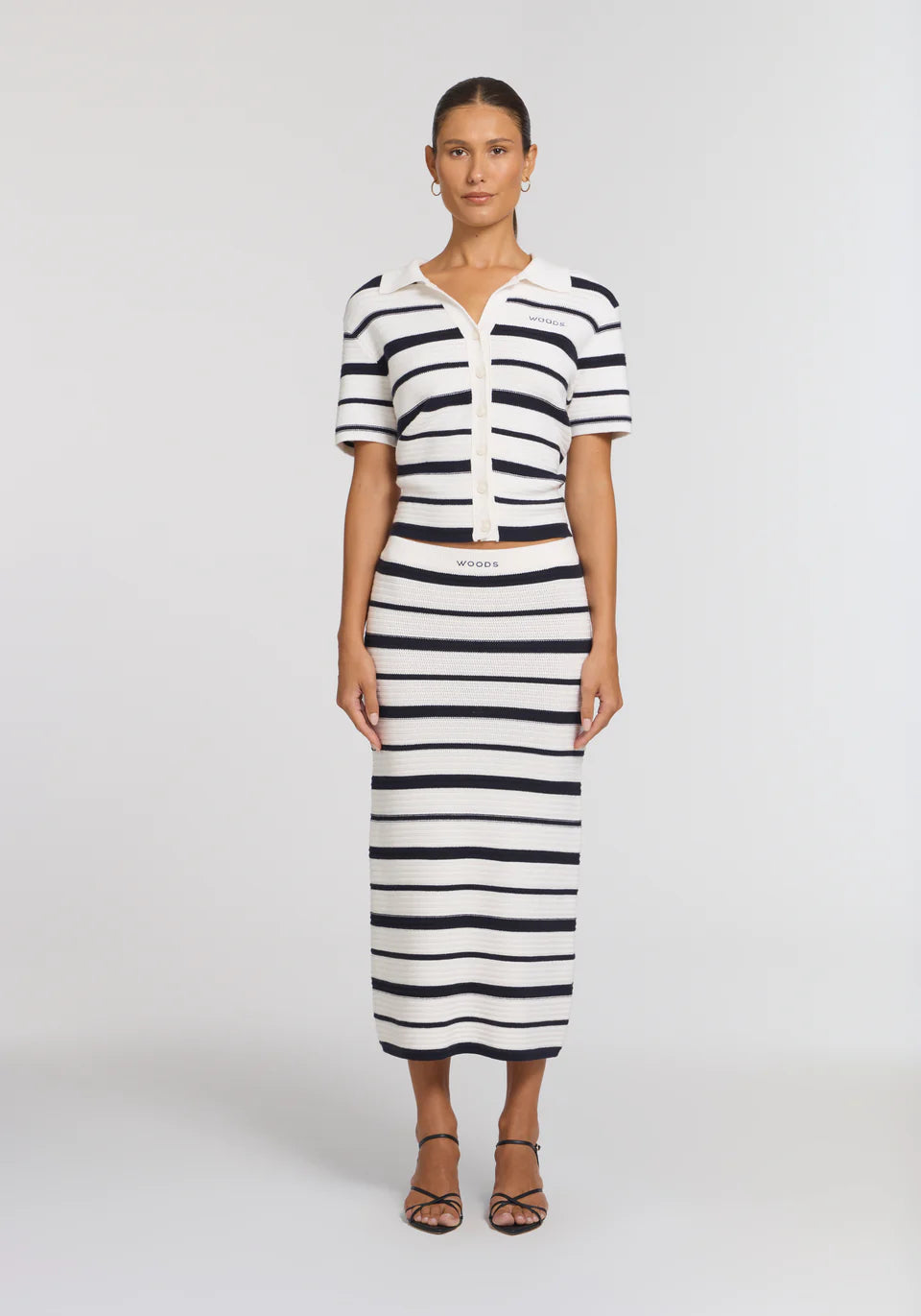 Accordian shirt, navy/ivory stripe