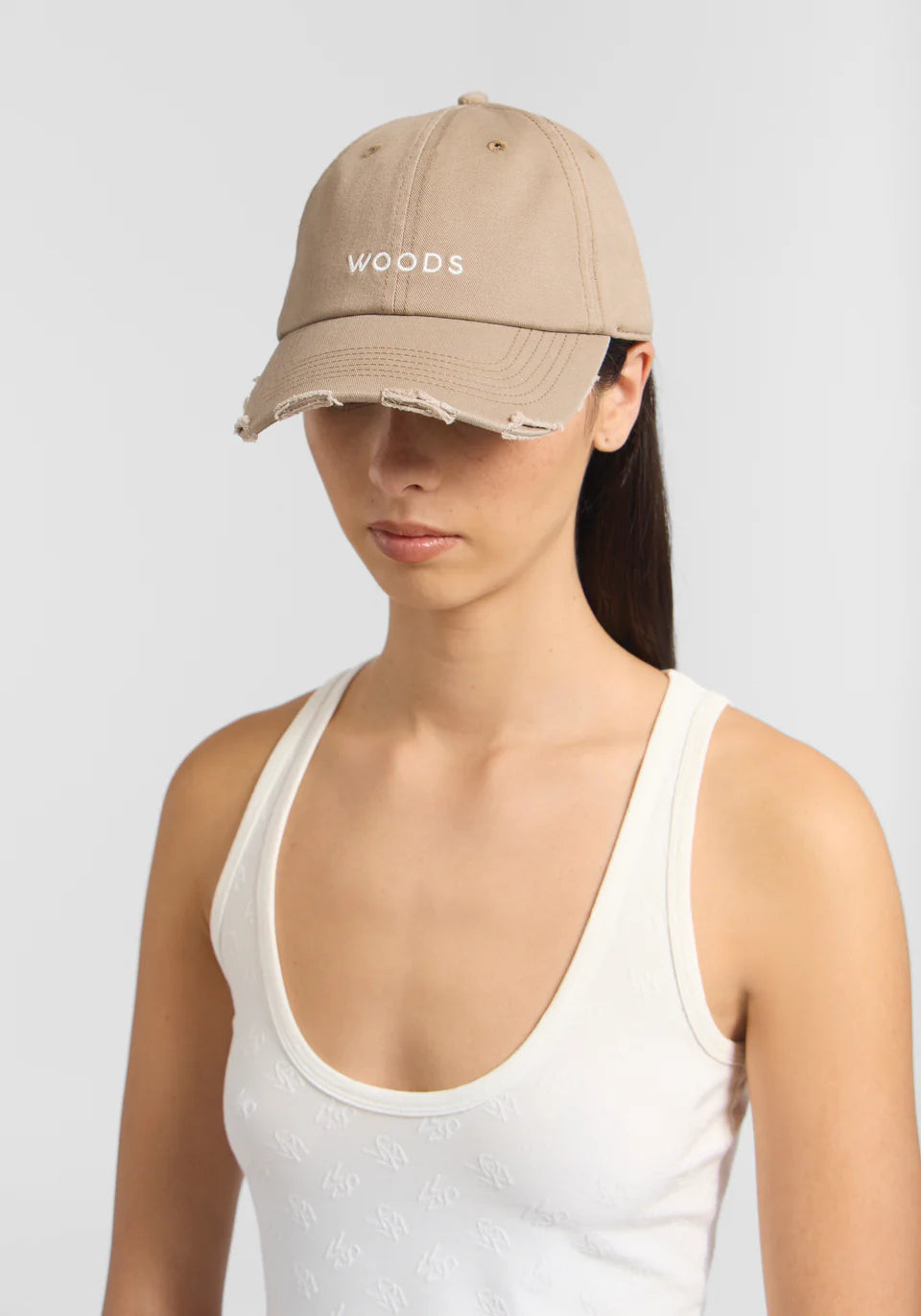 Woods distressed cap, latte
