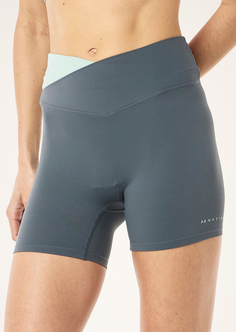 Wander 5 inch bike shorts, Thunder/dusty mint