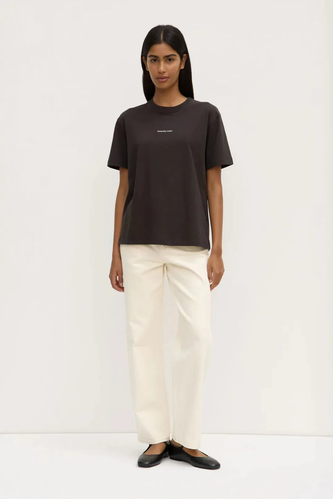 Womens Atelier logo tee, washed black