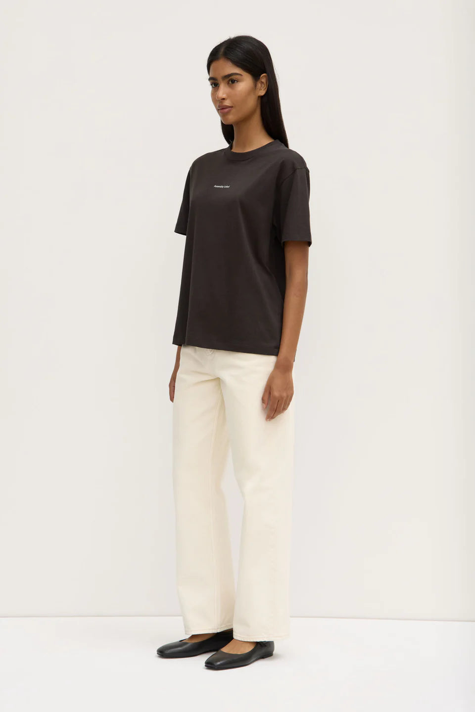 Womens Atelier logo tee, washed black