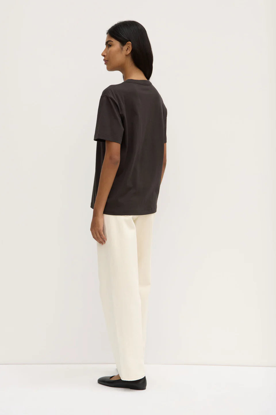 Womens Atelier logo tee, washed black