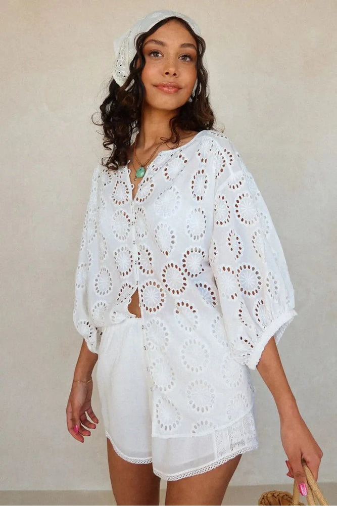 Yaya lace blouse, antique white