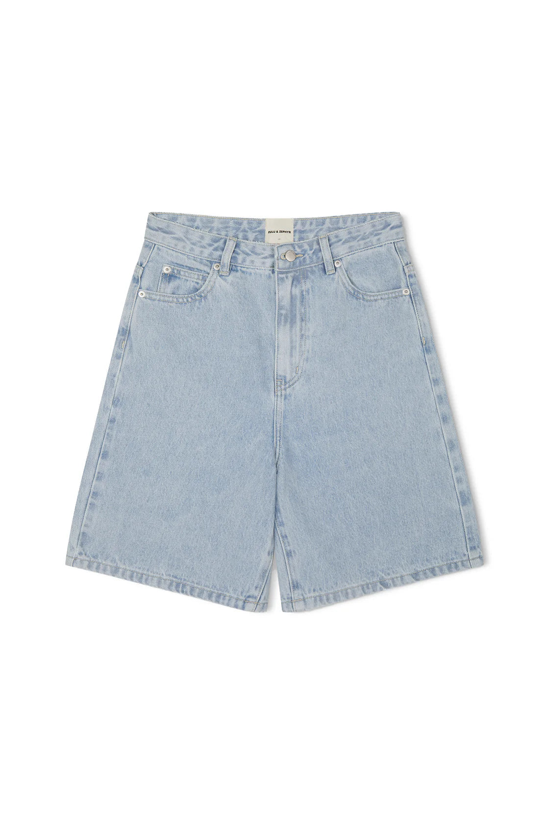 recycled cotton walk short, light wash