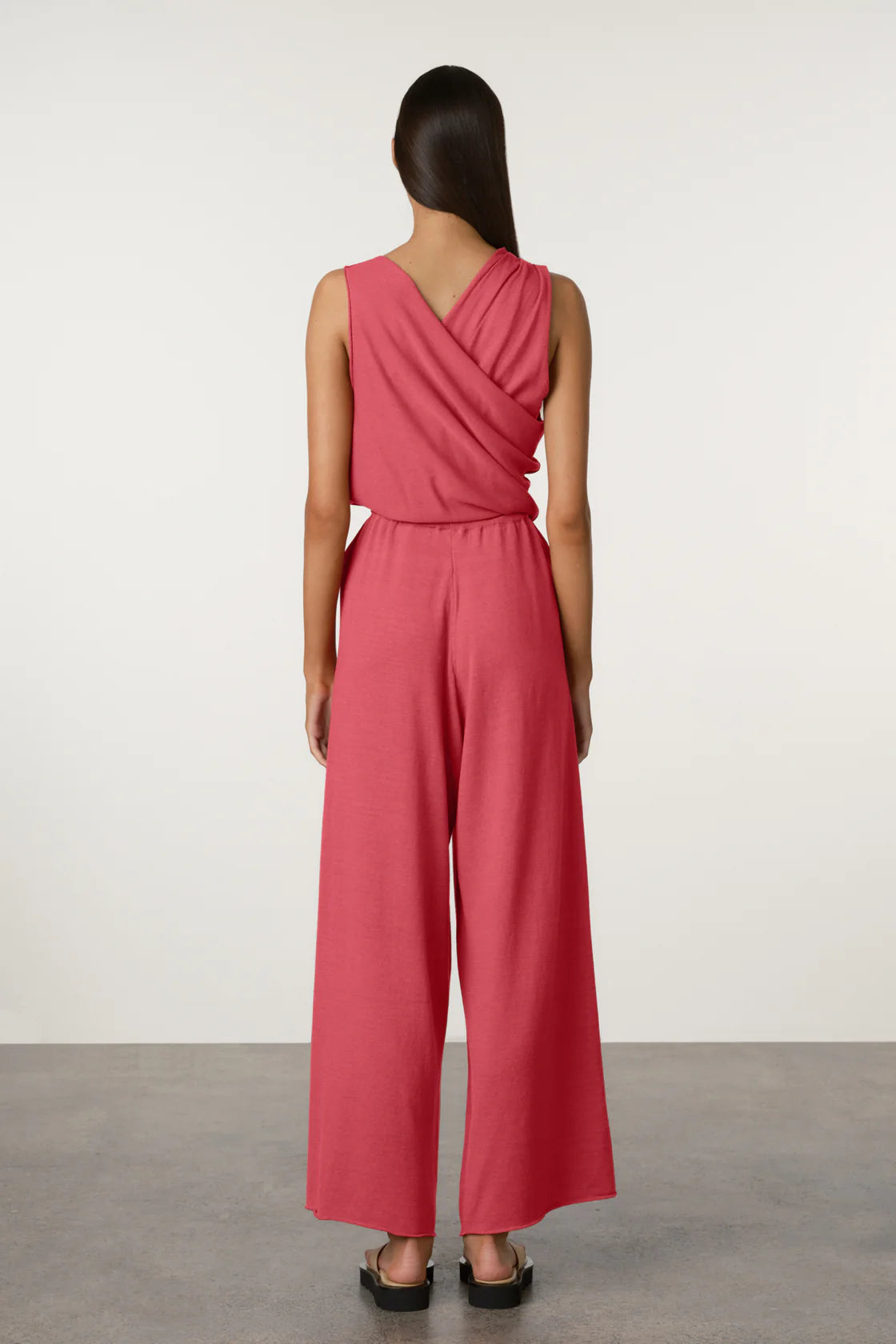 Cotton blend knit pant, berry