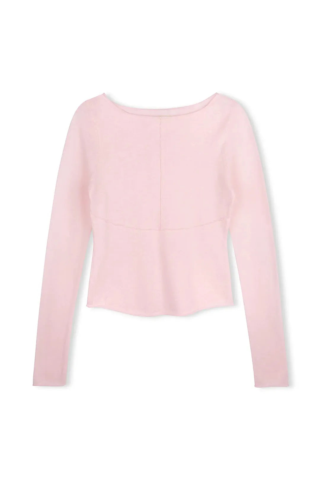 panelled long sleeve knit top, soft pink
