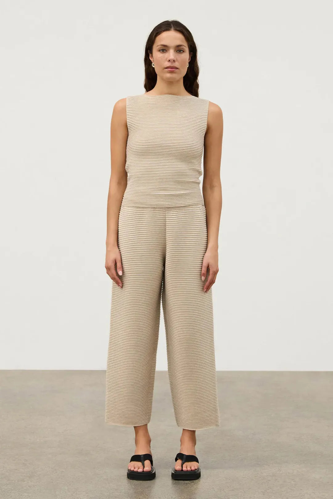 natural textured knit pant