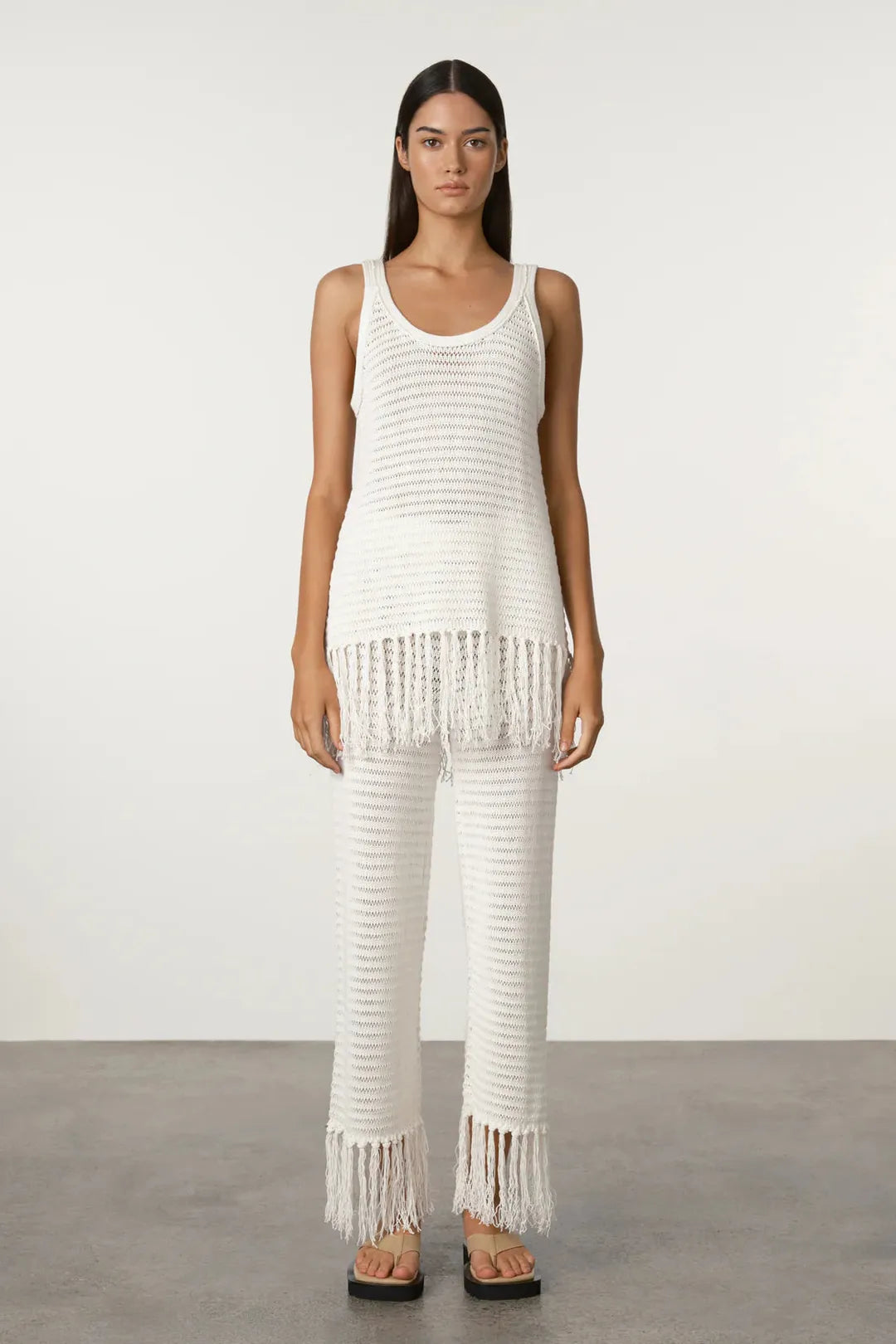 White crochet knit tank