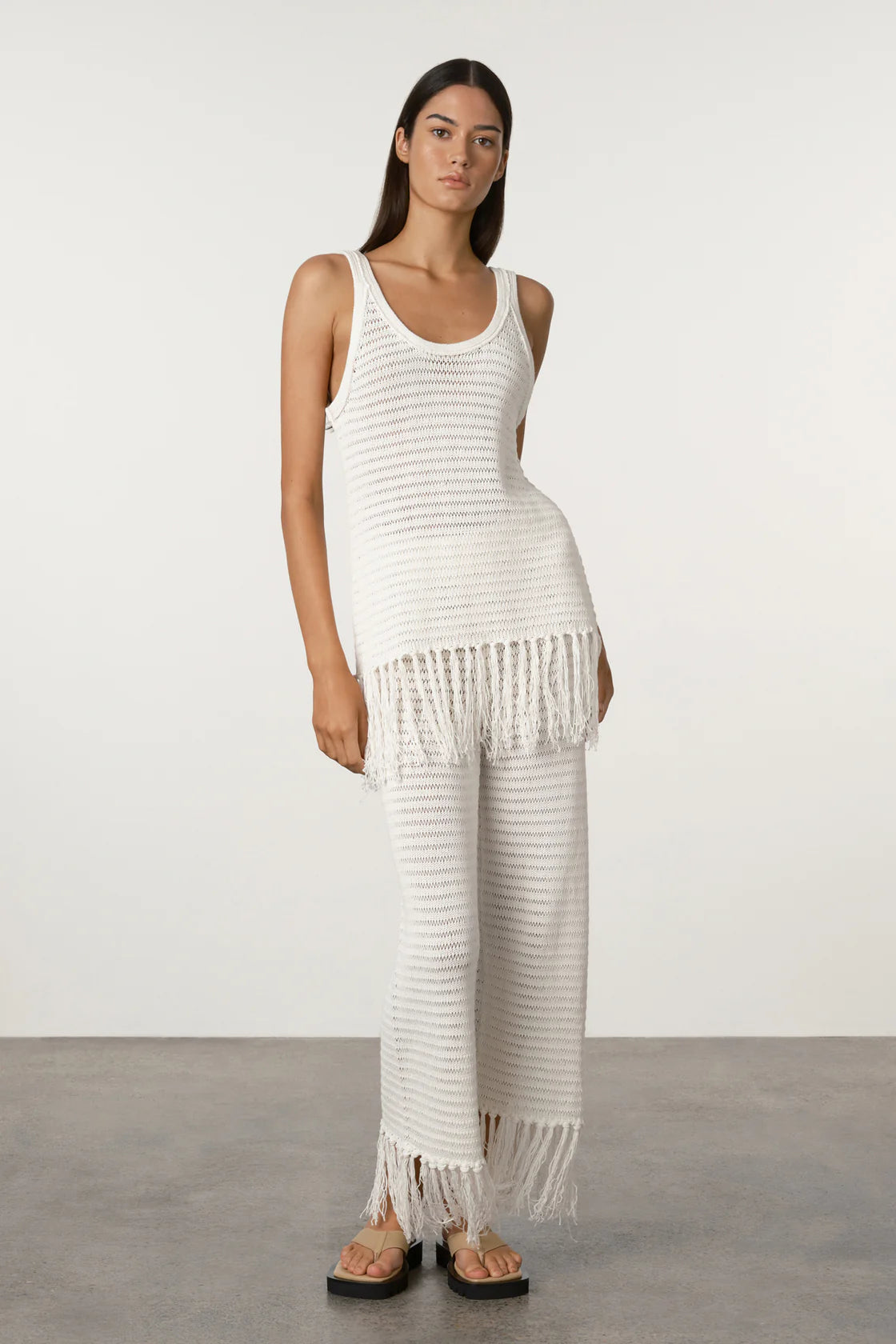 White crochet knit tank