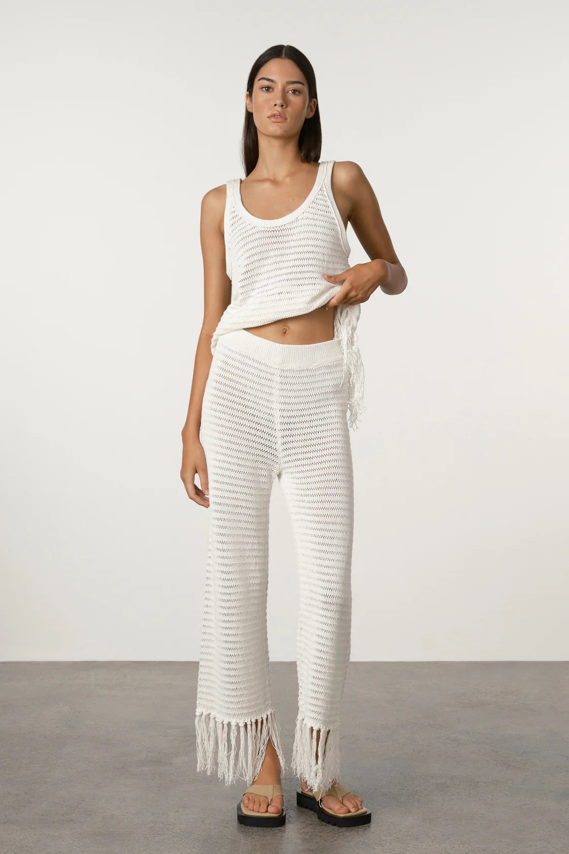 White crochet knit tank