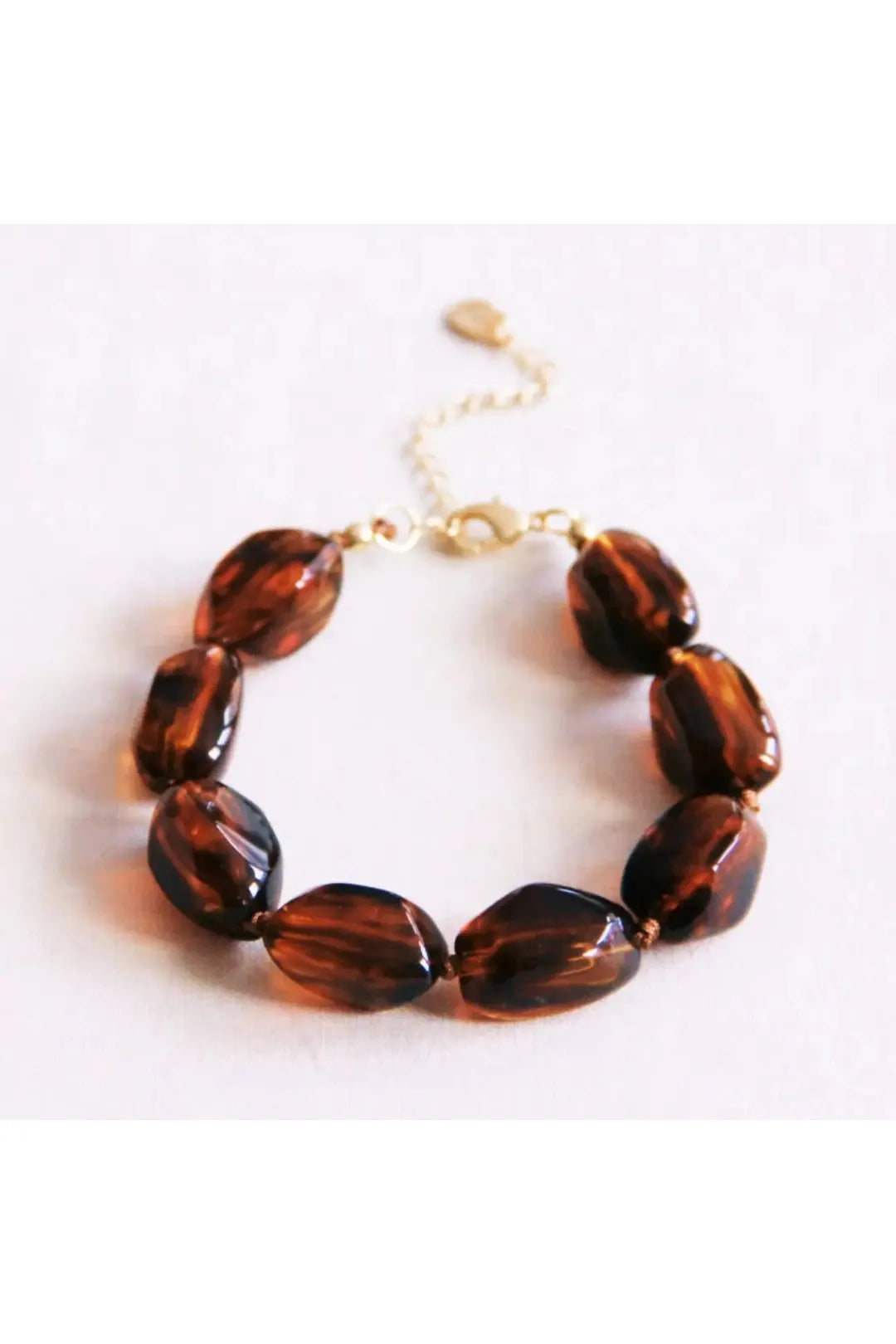 Oval beaded bracelet large, brown