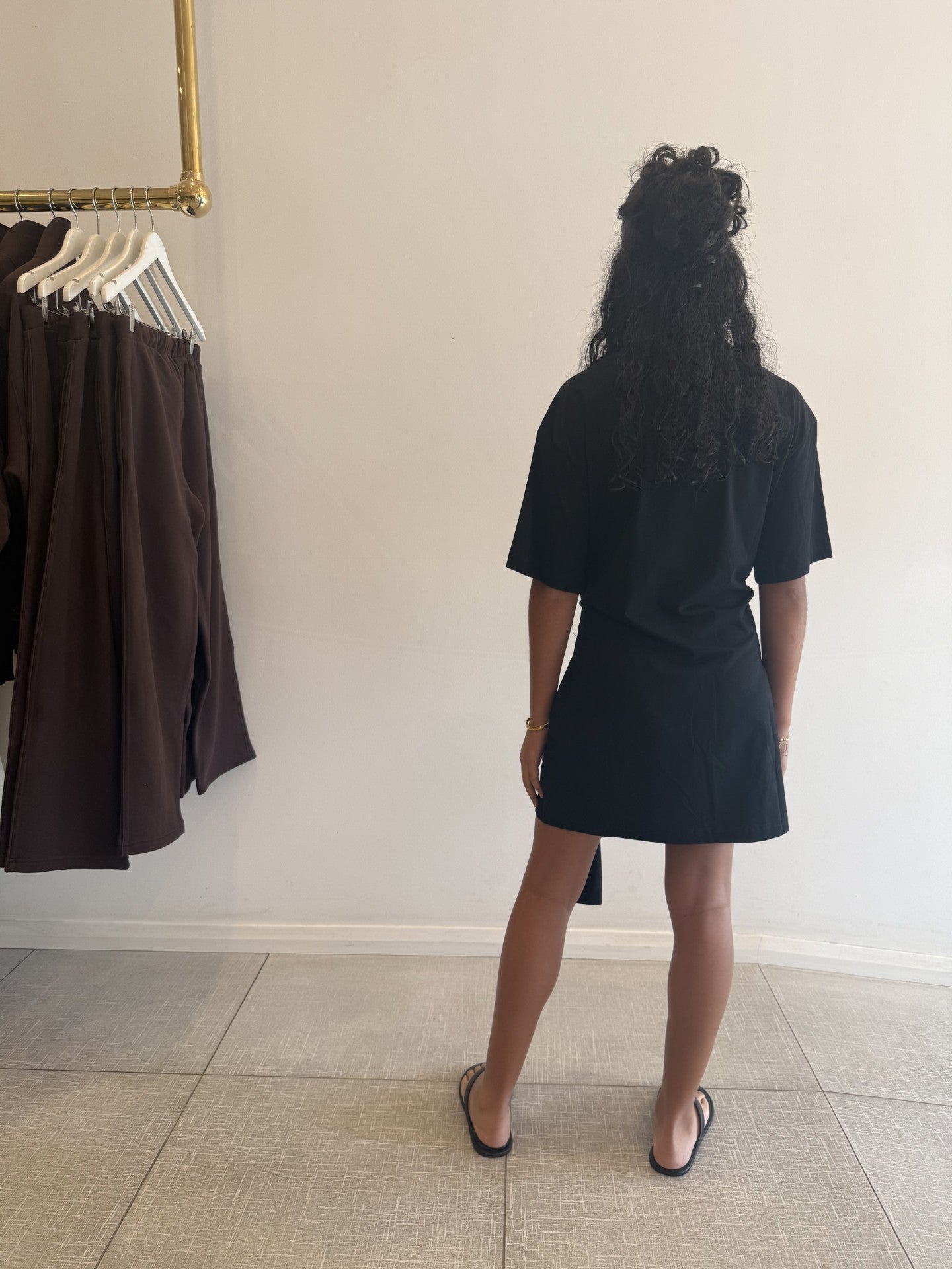 Tie t-shirt dress, black