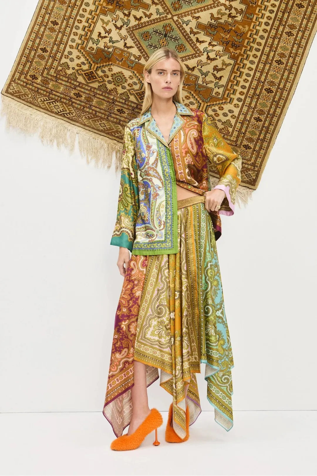 clemenza spliced silk shirt