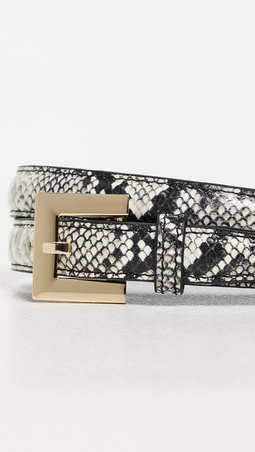 Nicola belt, black & white snake