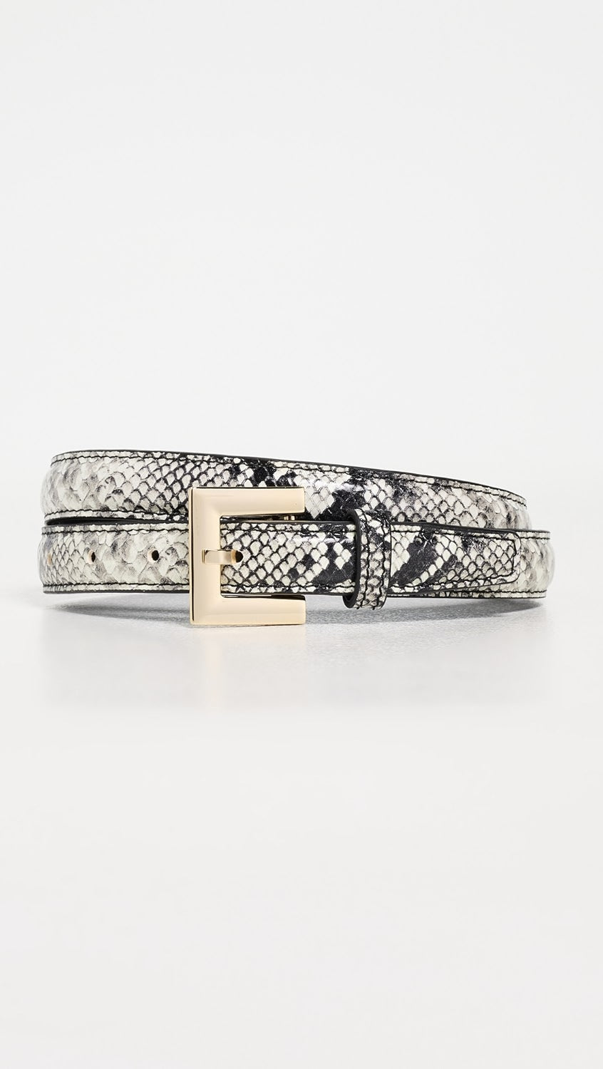 Nicola belt, black & white snake