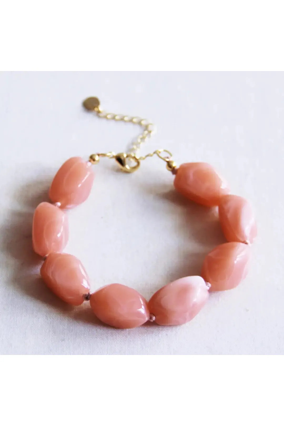 Oval Beaded bracelet large, peach