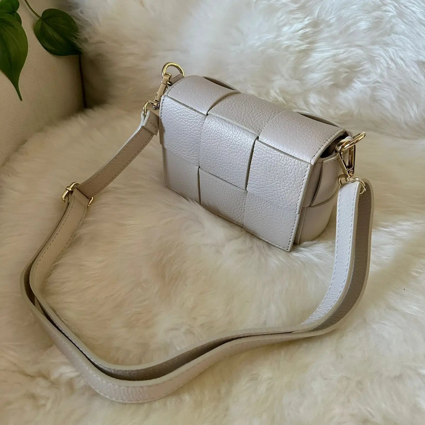 Cassettina mini cross body bag, beige