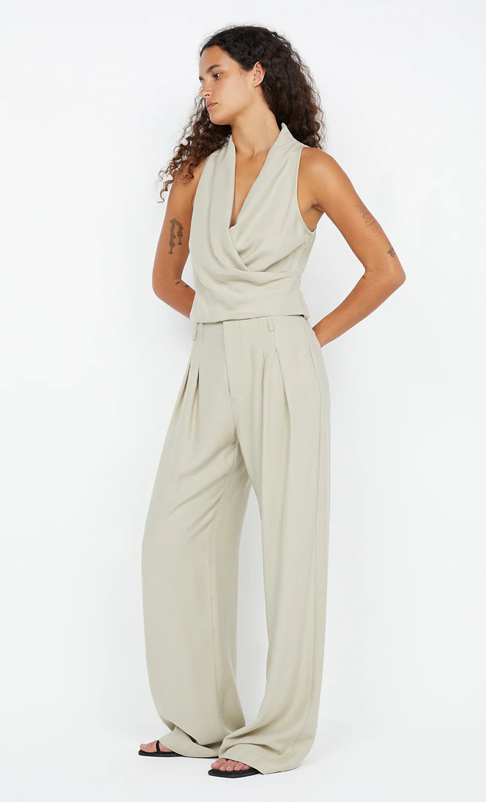 anka wrap top, pumice