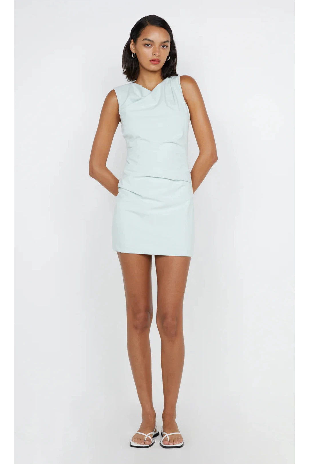 aveline asym mini dress, ocean mist