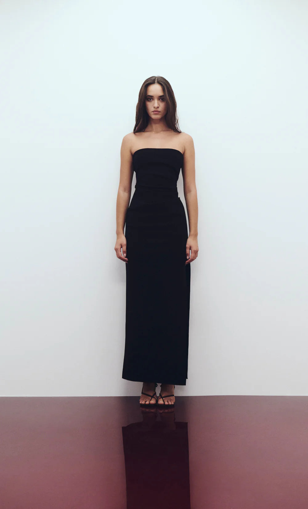 reina strapless maxi, black