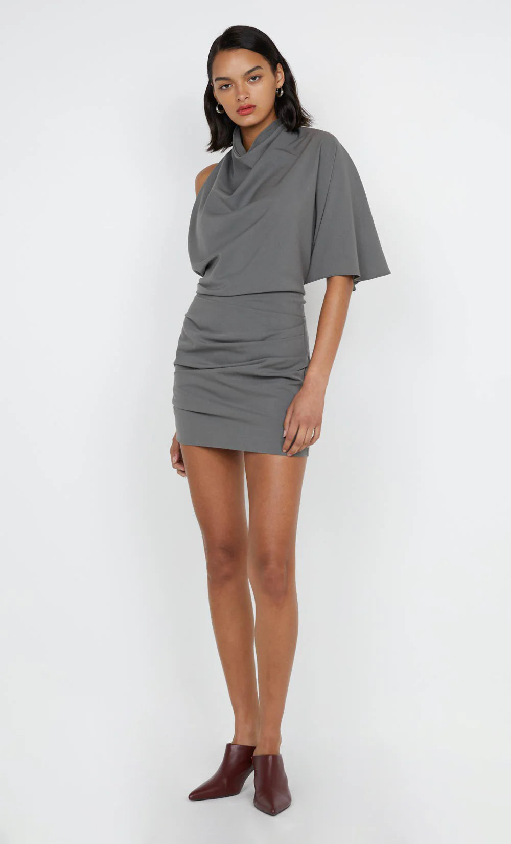 sanja asym mini dress, elephant grey