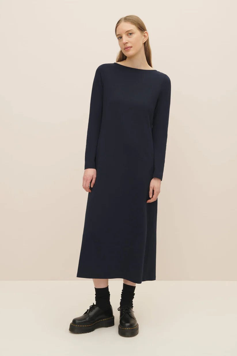 Boat neck dress, navy