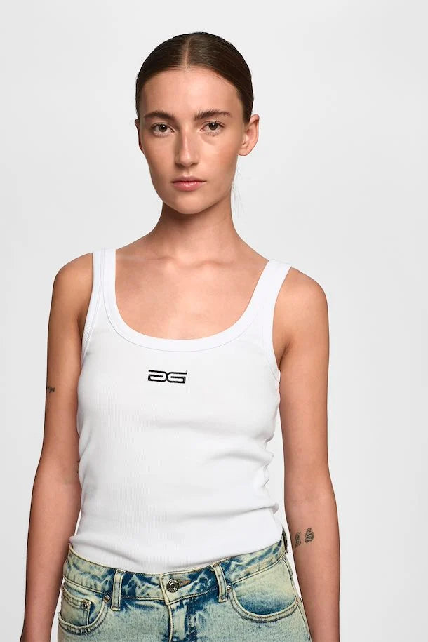 Drew Gz logo top, bright white