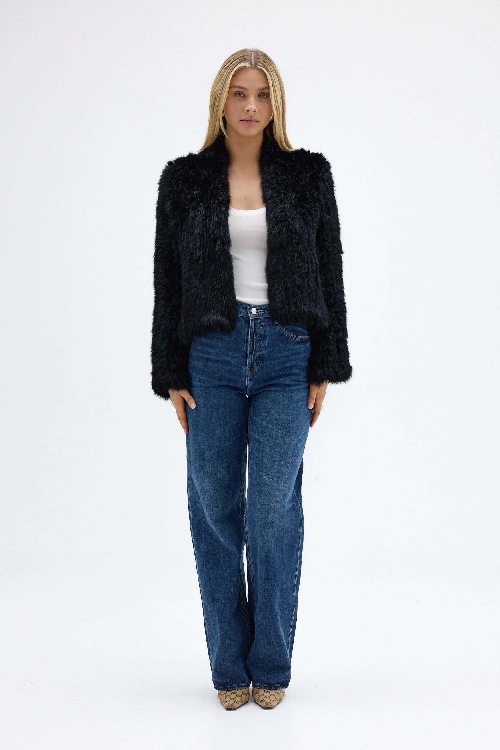 Emma fur jacket, black