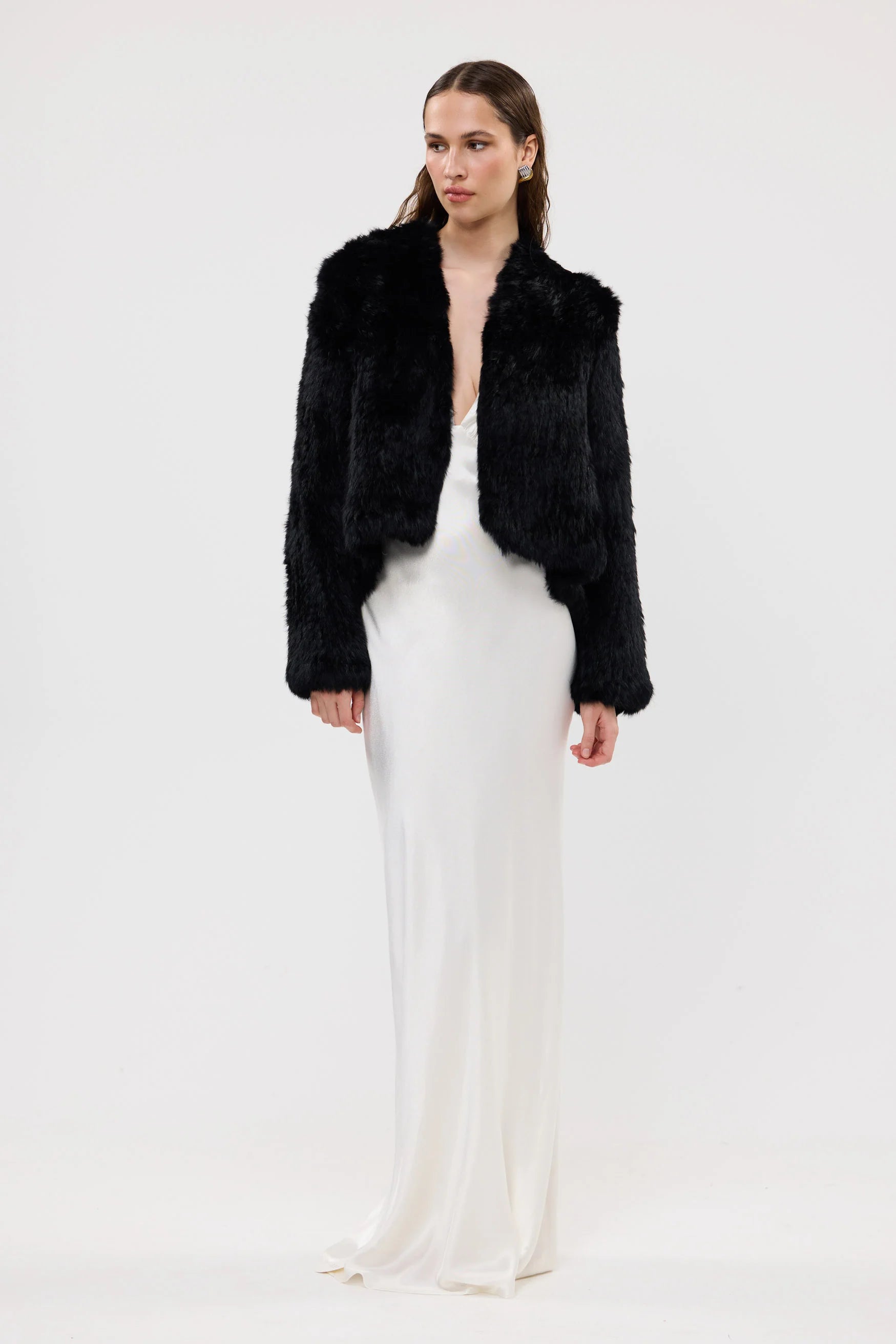 Emma fur jacket, black