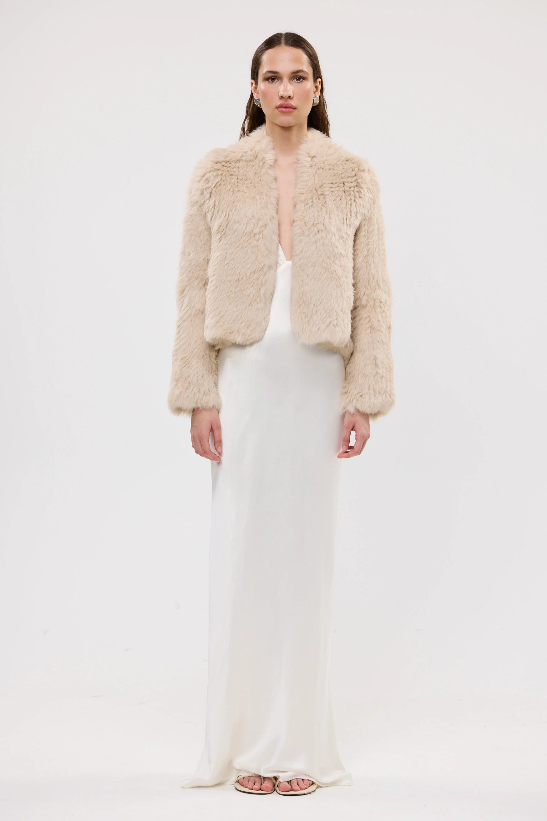 Emma fur jacket, oatmeal