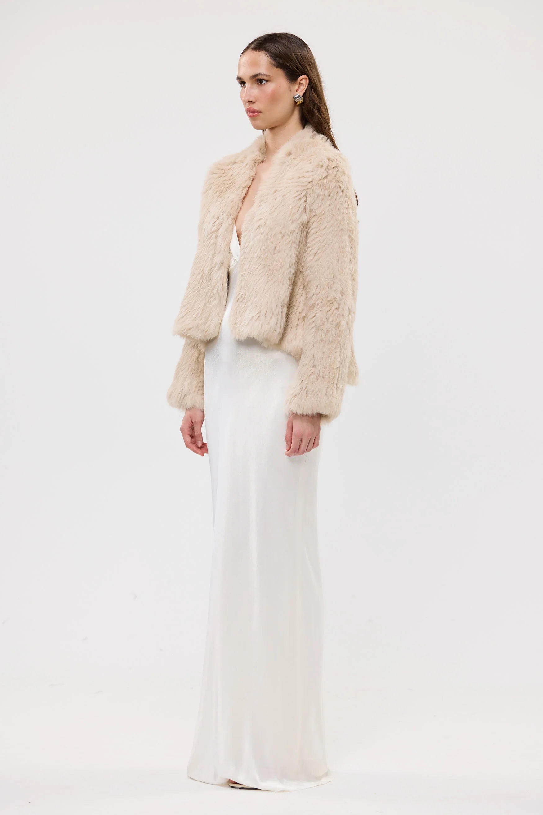 Emma fur jacket, oatmeal