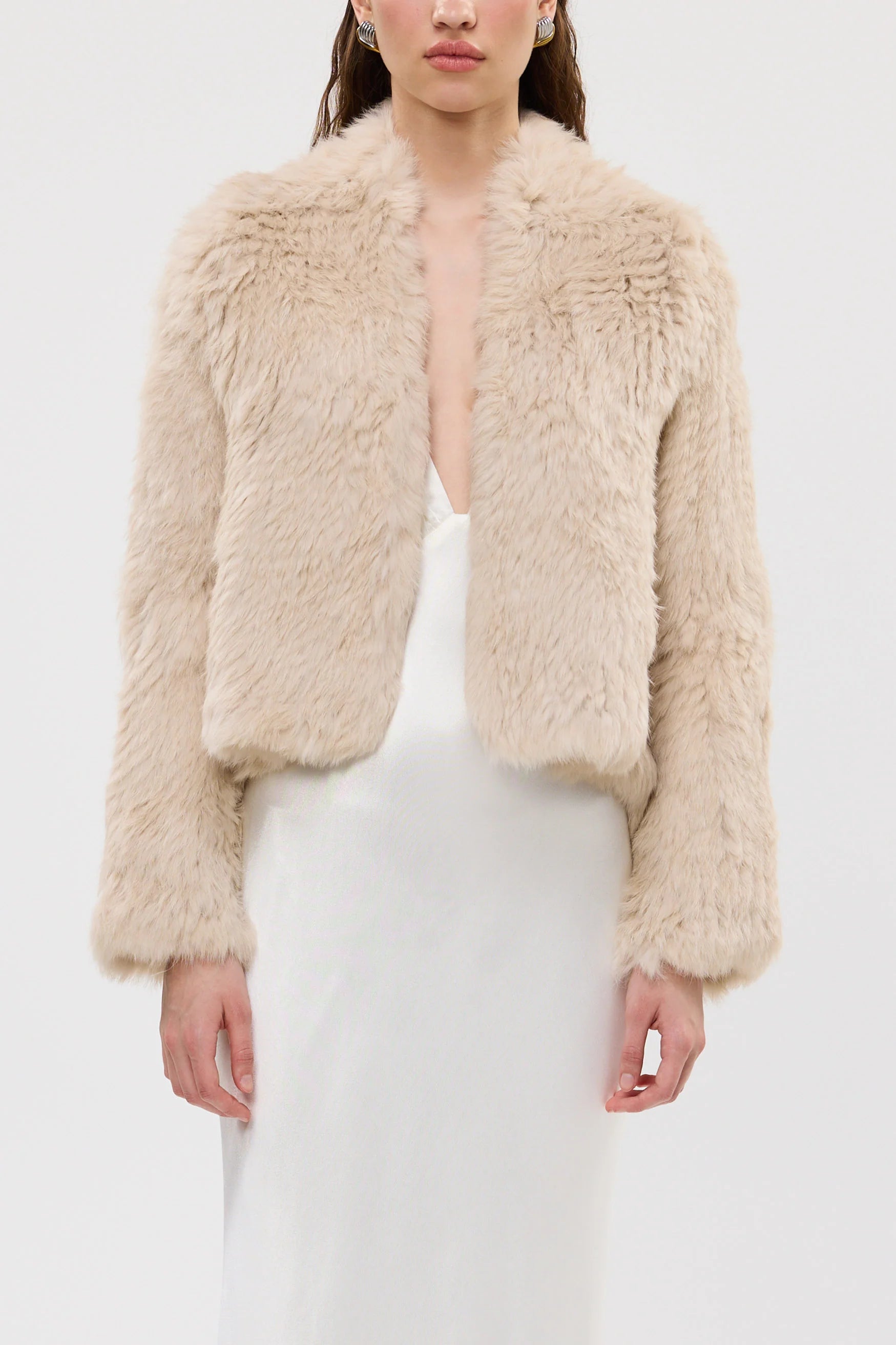 Emma fur jacket, oatmeal
