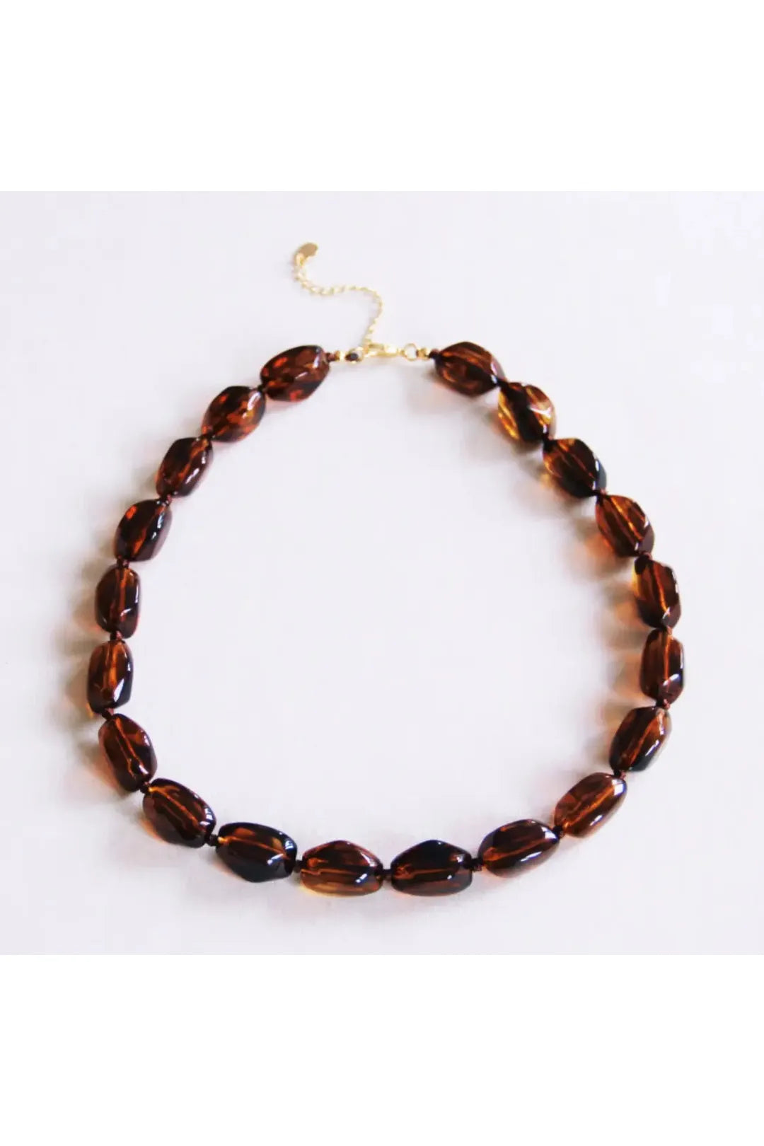 Oval beaded necklace, brown