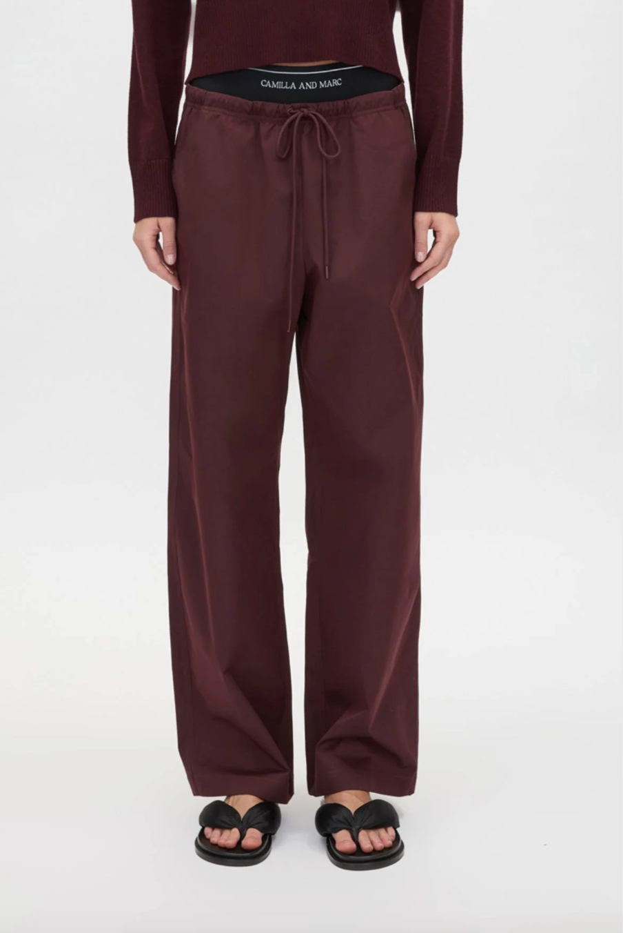 Dia elastic detail pant, burgandy