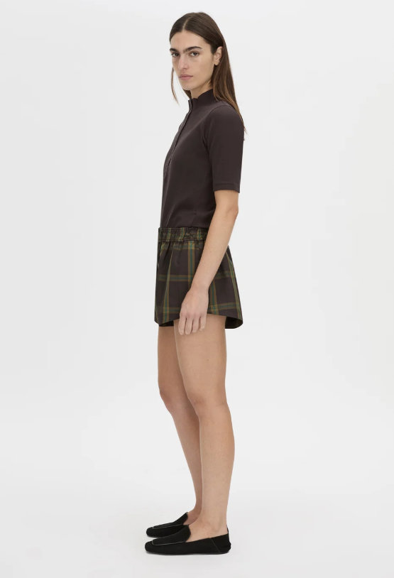 aubrey elbow sleeve rib top, hickory