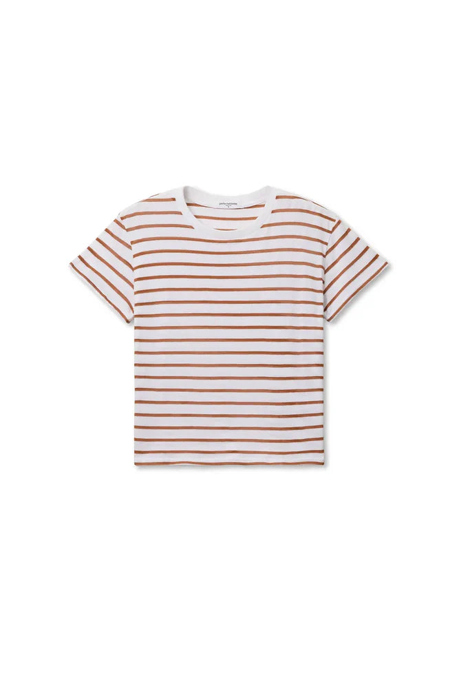 Everett stripe jersey boxy tee, mocha stripe
