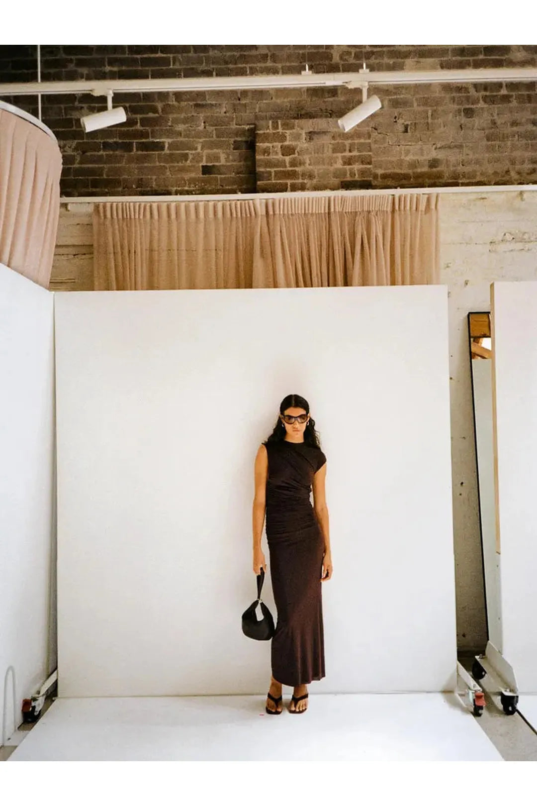 Solenne twist maxi dress, dark chocolate