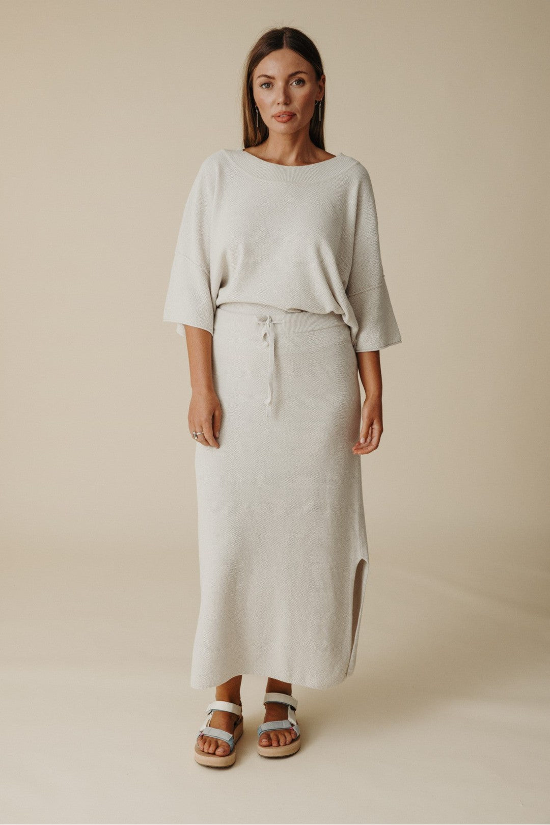 Retreat Cotton Twist Skirt, Silver x Salt