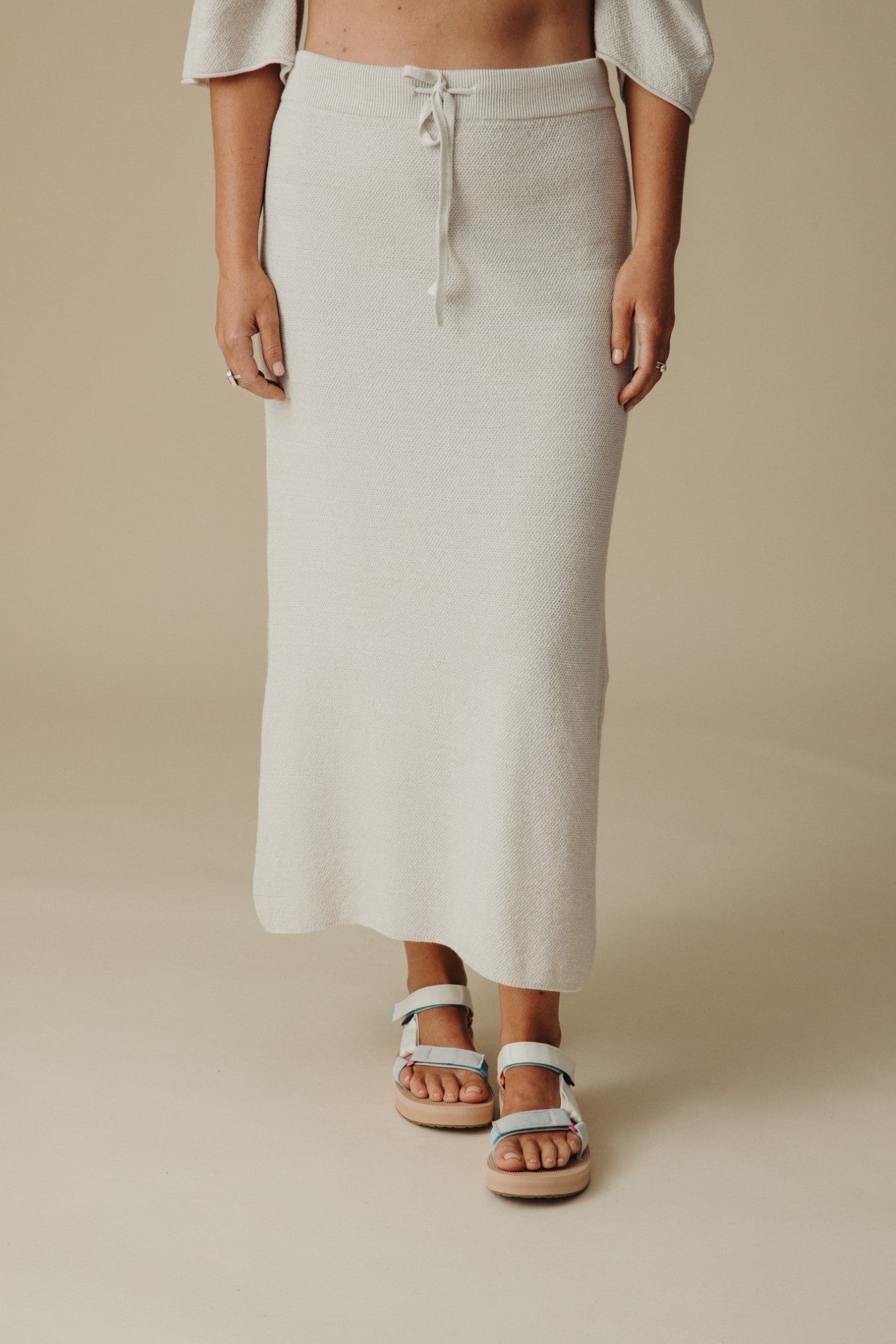 Retreat Cotton Twist Skirt, Silver x Salt