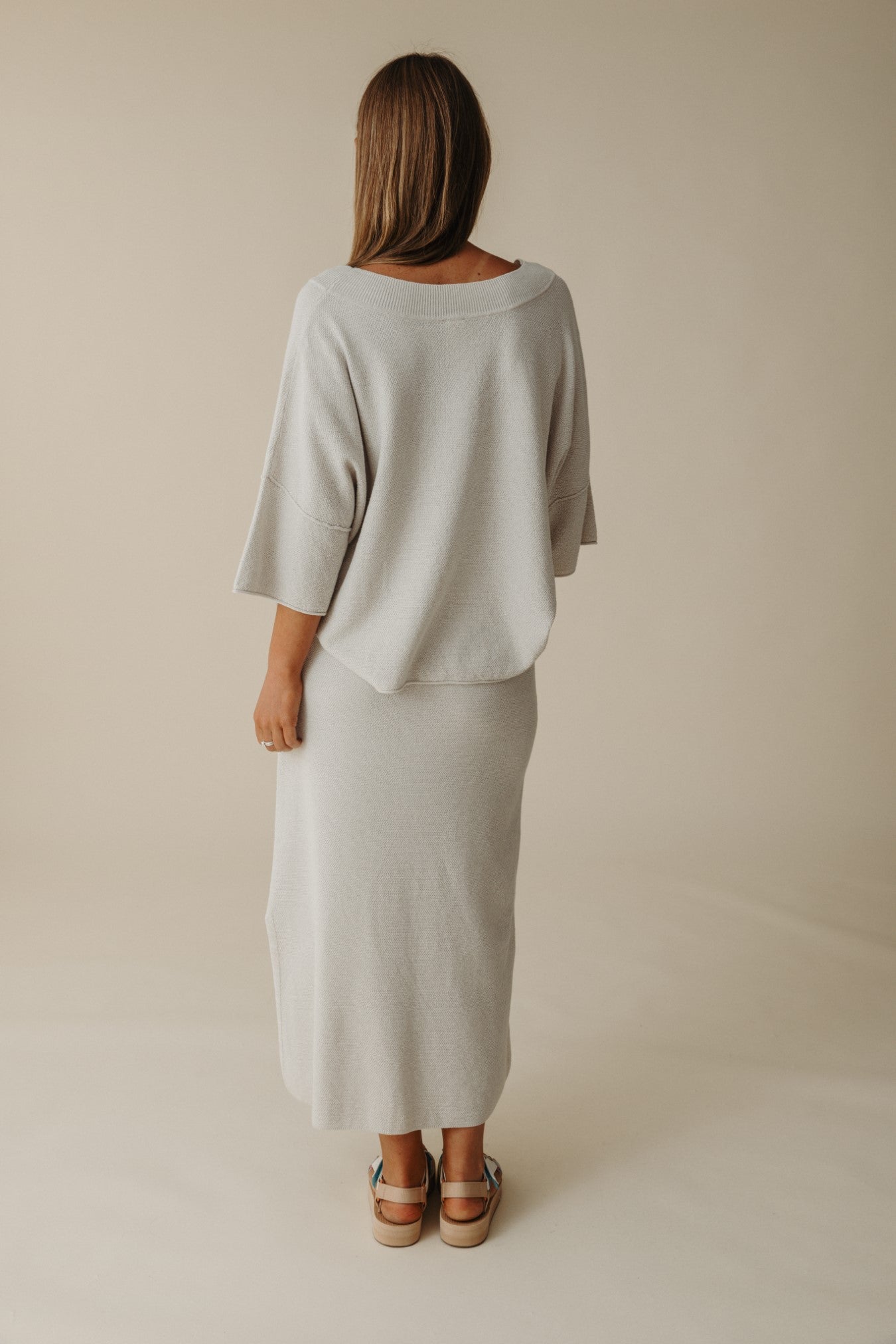 Retreat Cotton Twist Skirt, Silver x Salt