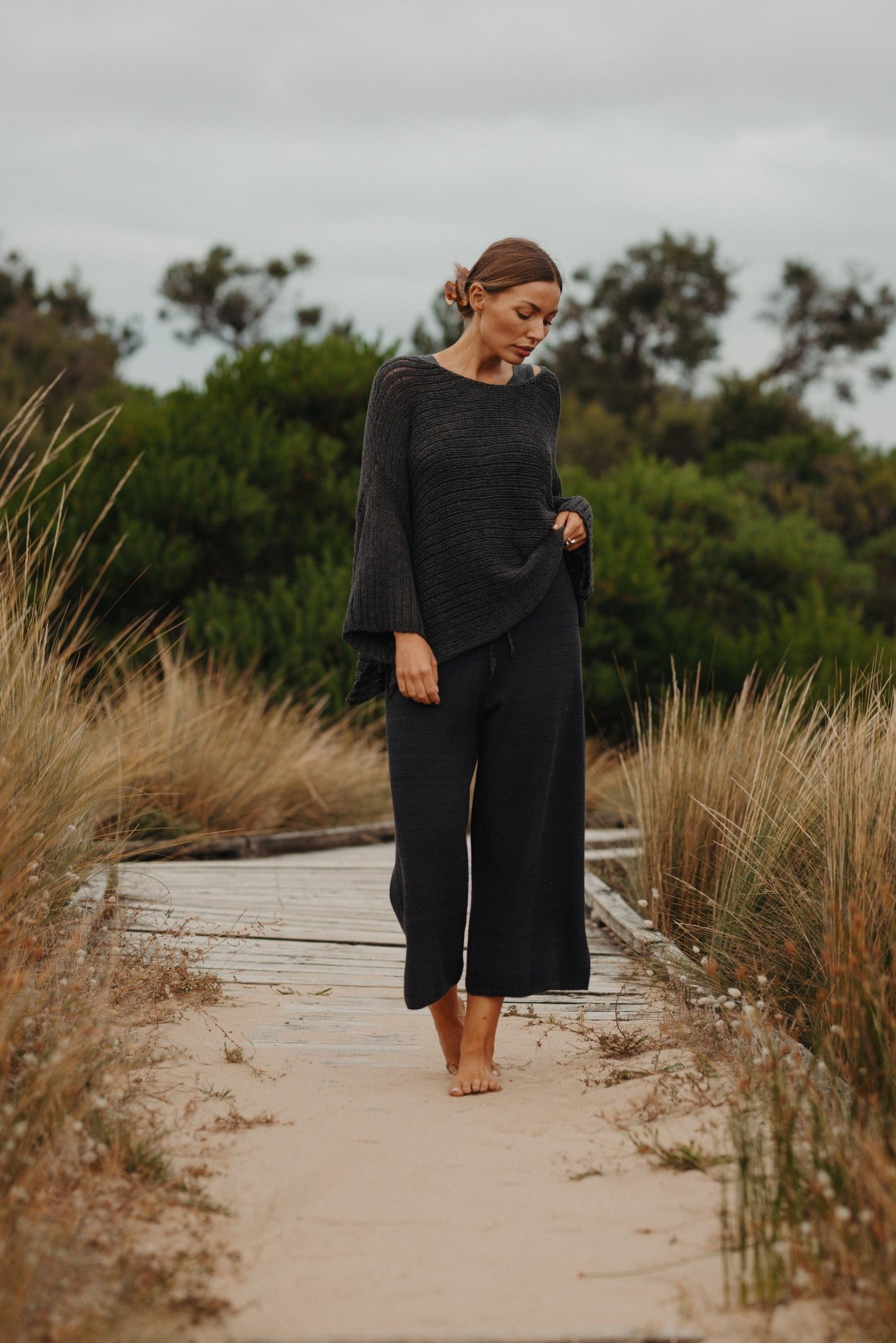 Retreat Cotton Twist Pant, Black Sand x Deep Ocean