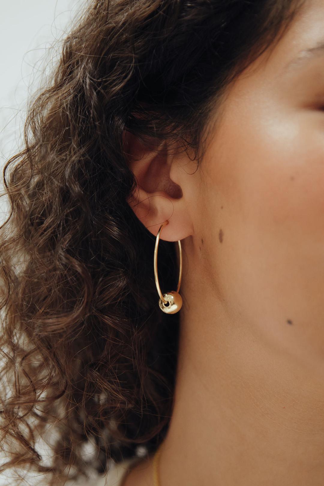 Thin bead hoops, gold