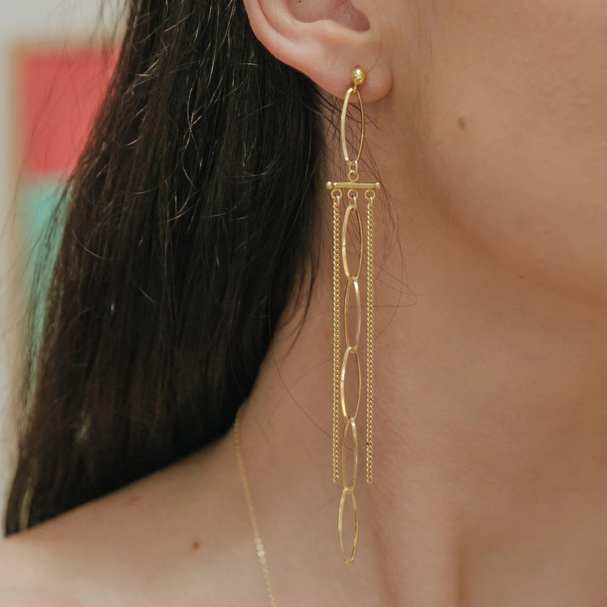 Hoja chandelier earrings, gold