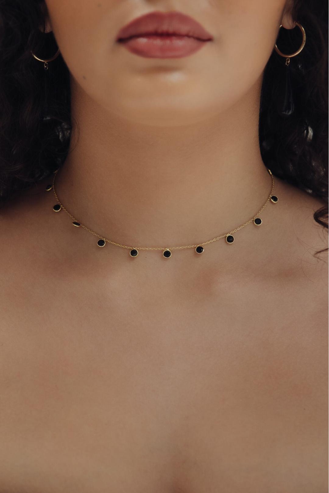Muse choker necklace, black spinel