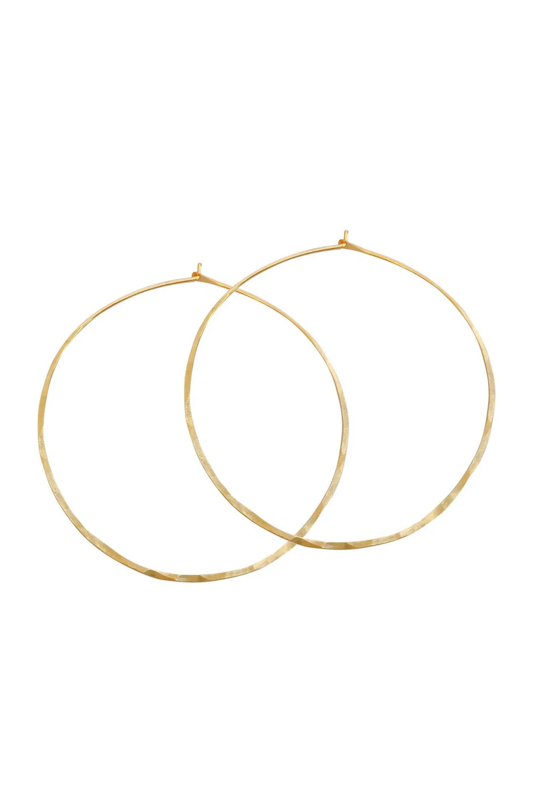 Hammered hoop earrings large, gold
