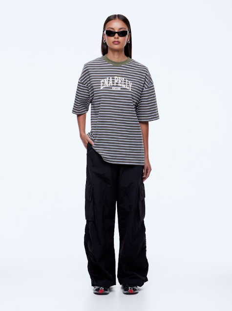 Maeve relaxed tee, green multi stripe